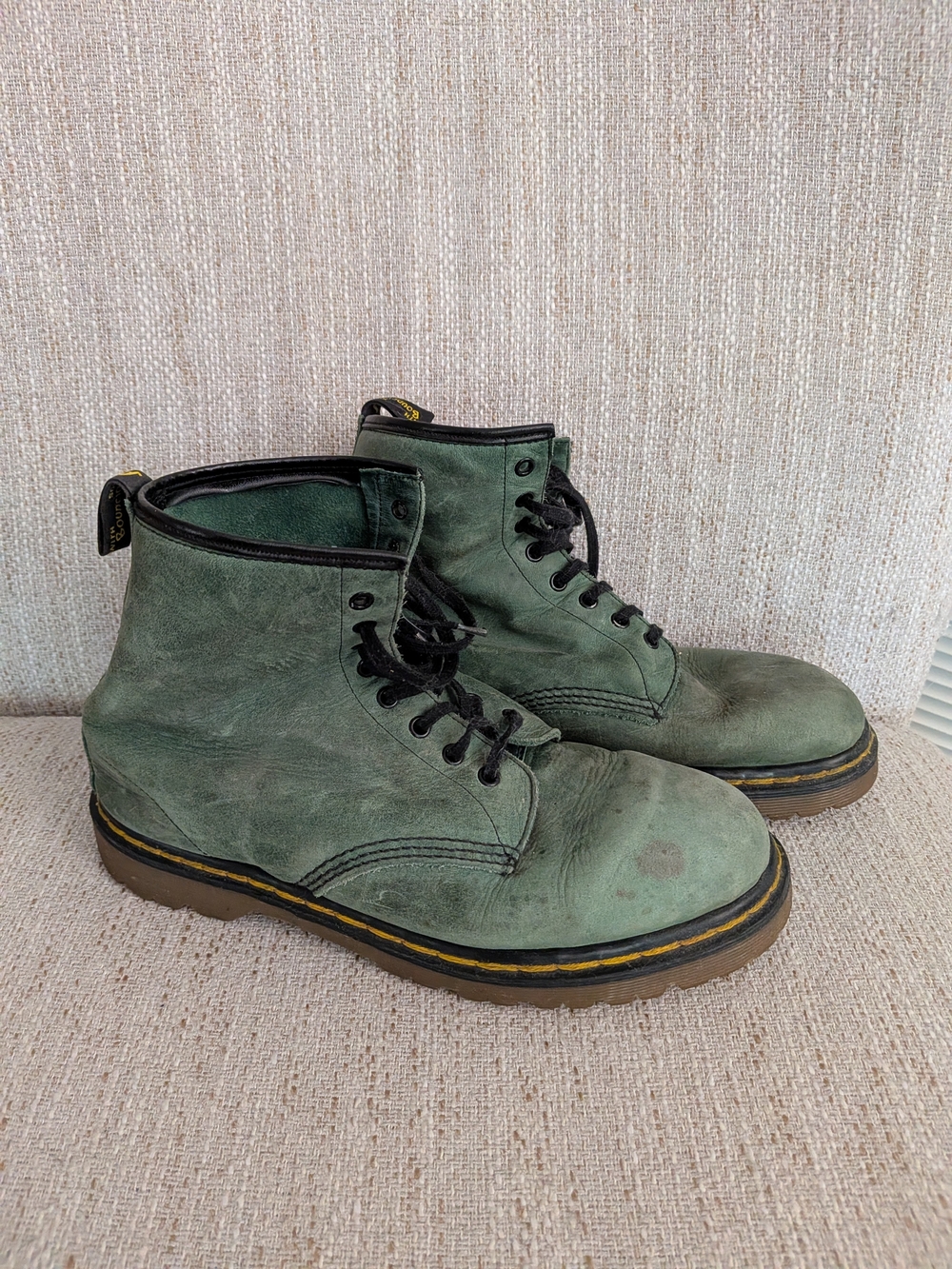 Dr. Martens Green Leather Combat Boots